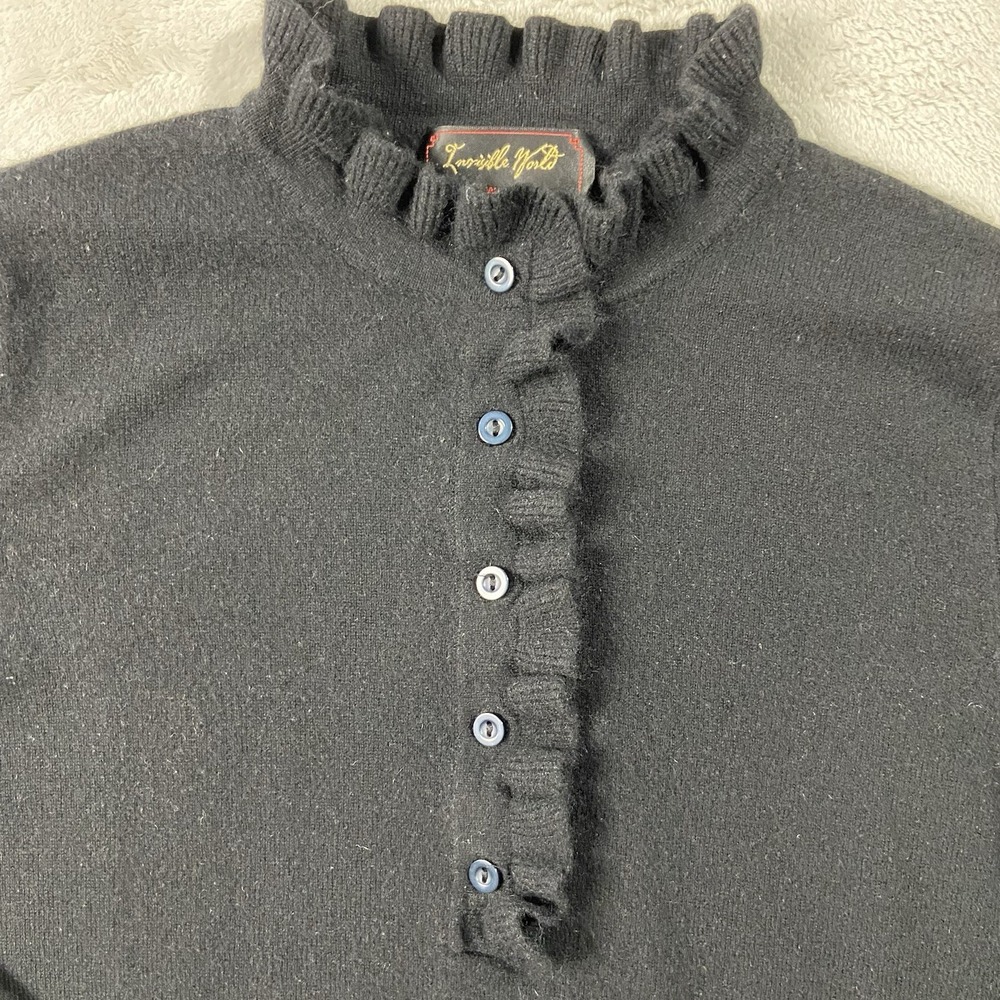 Invisible World 100% Cashmere Sweater Ruffled Collar Black Women’s M Whimsigoth - Picture 3 of 14